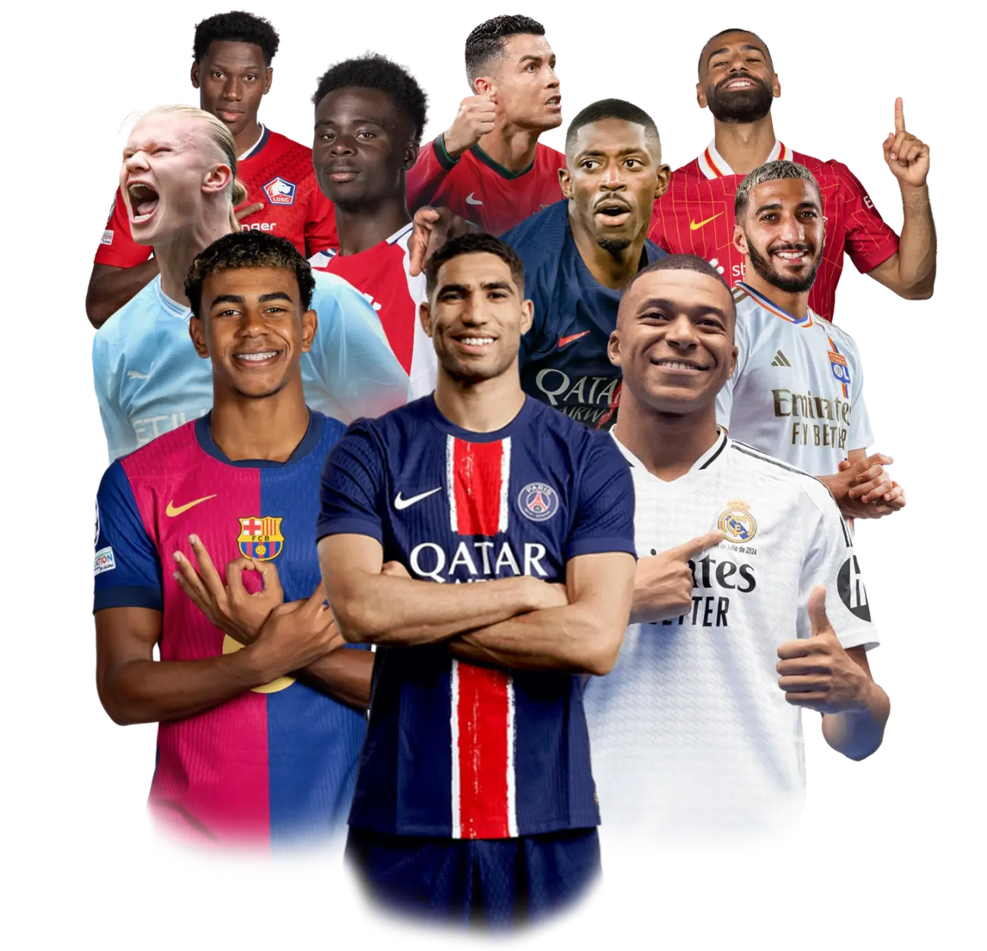 Collage of football stars, the worldwide sport side of MAG Box IPTV